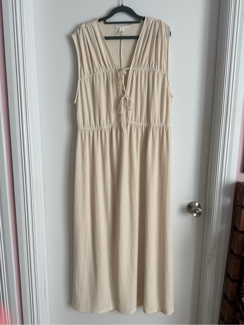 H&M Cream Sleeveless Tie-Front Maxi Dress